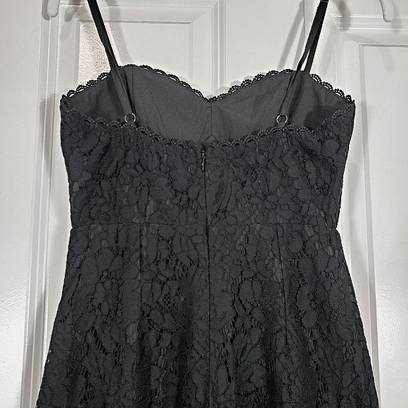 Hello Molly Messing with Me Black Lace Sweetheart Neck Sheer Skirt Midi Dress XS - Picture 11 of 15